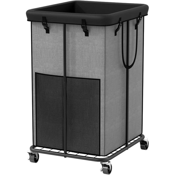 150L Large Laundry Basket with Wheels, Rolling Laundry Hamper with Removable Laundry Bag & Metal Frame, Oxford Fabric Dirty Clothes Hampers for Bedroom, Laundry Room, Bathroom, Dorm(Grey)