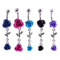 thumbnail image 1 of Jiaroswwei 1Pc Women Dual Rose Flower Belly Button Navel Ring Body Piercing Jewelry Gift, 1 of 7