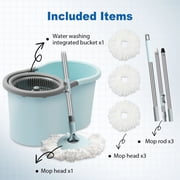 Spin Mop and Bucket, Mop and Bucket with Wringer Set for Home, 360 Spinning Mop Bucket Floor Cleaning Tool with 3 Microfiber Mop Replacement Head Refills,50 Extended Handle for Floor Cleaning Home