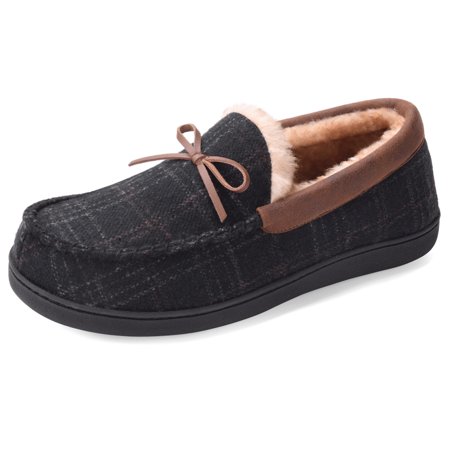 

VONMAY Men s Moccasin Slippers Fuzzy House Shoes Memory Foam Indoor Outdoor