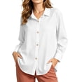 thumbnail image 5 of cocolona Heart-Shaped Button Down Blouses for Women Solid Color Long Sleeve Lapel Shirts Trendy Casual Blouses, 5 of 7