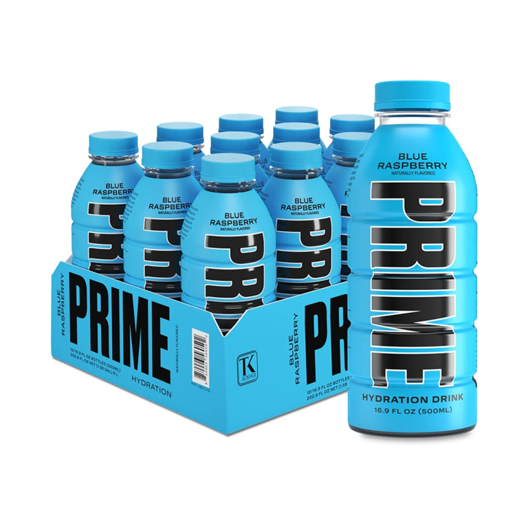 Prime Hydration Drink BLUE RASPBERRY Sports Beverage Naturally Flavored ,  Caffeine Free, 10% Coconut Water 16.9 FL Oz Bottle (SHIPPED IN PROTECTIVE