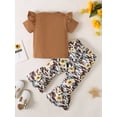 thumbnail image 4 of 12 Months Baby Girls Clothes 18 Months Girls 2PCS Outfits Set Letter Print Toddler Girls Short Sleeve Top Camo Pants Set Brown, 4 of 8