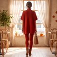 thumbnail image 5 of Szluipve 2 Piece Sets for Women 2 Piece Knit Loungewear Set Turtleneck Short Sleeve Oversized Tunic Top & Ribbed High Waist Leggings Casual Loose Fall Winter Outfit Suit Red S, 5 of 7