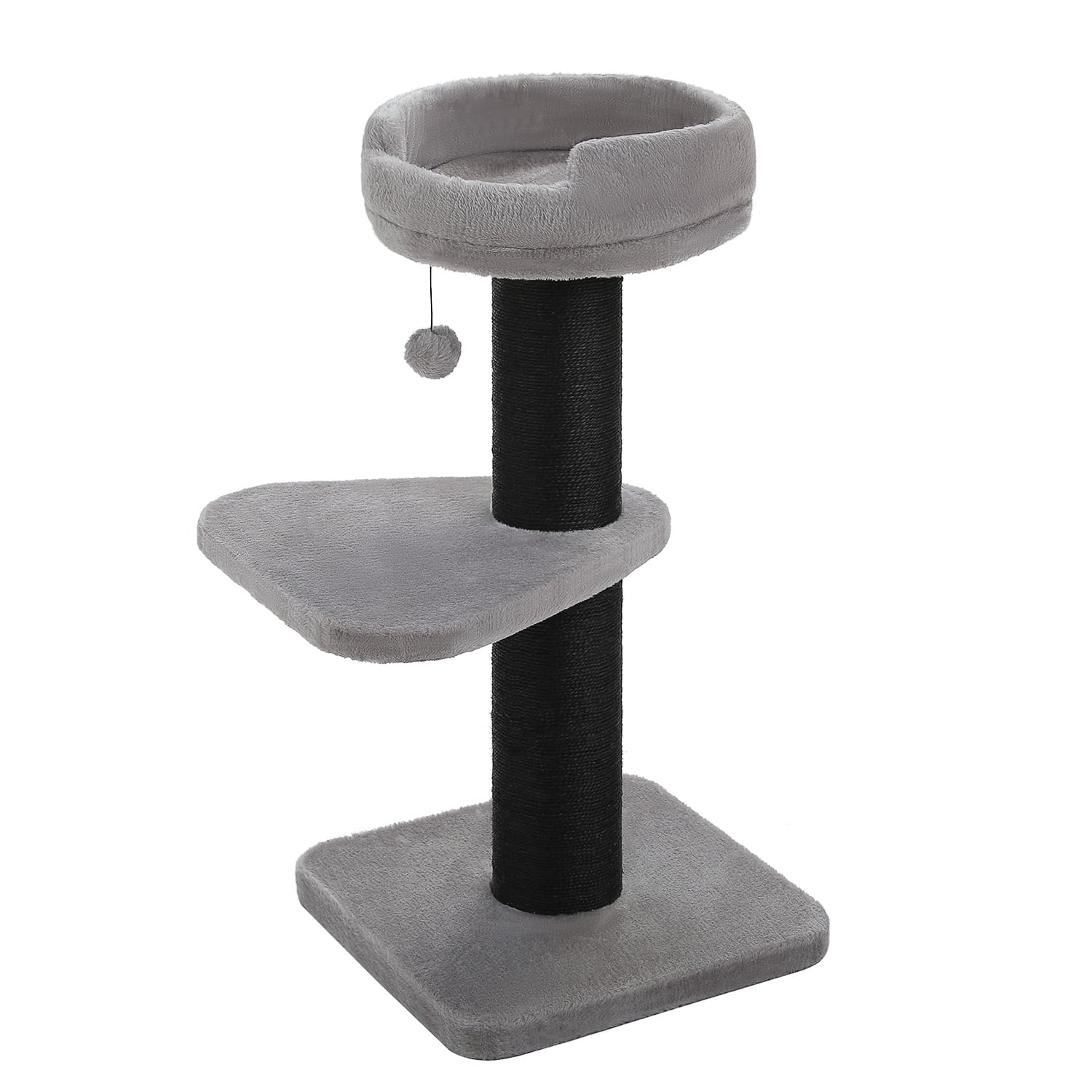 PEQULTI 36" Large Cat Scratching Post Tall Cat Scratcher for Indoor Pet  with Flower Perch Gray