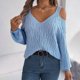 thumbnail image 2 of Gibobby Sueter para mujer invierno Suéter casual de manga con hombros descubiertos de color sólido para mujer Otoño Invierno(Azul,M), 2 of 5