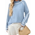 thumbnail image 3 of Fall Sweaters for Women Trendy Cute Cozy - Long Sleeve Colorblock Knitted Pullover Tops Sky Blue XL, 3 of 9