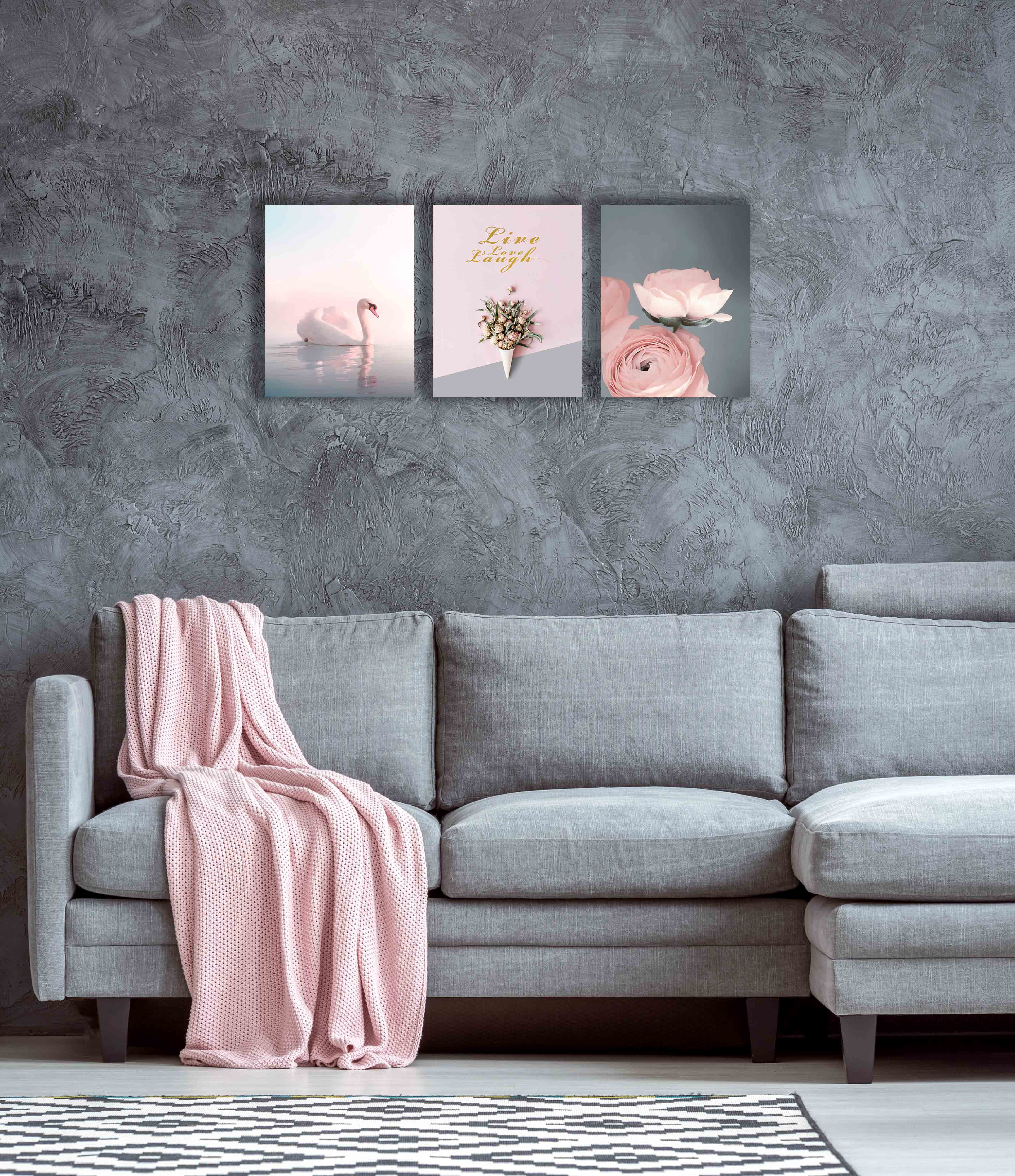 ENJOY THE LITTLE THINGS Pink and Grey Decor for Bedroom Canvas Art