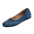 thumbnail image 2 of HTHLVMD Sparkly Dressy Flat Shoes, Rhinestone Ballet Flats for Women, Slip-On Dressy Flats, Casual Walking Flats for Women, Womens Faux Suede Rhinestone Ballerina Ballet Flats Shoes, Blue 7.5, 2 of 5