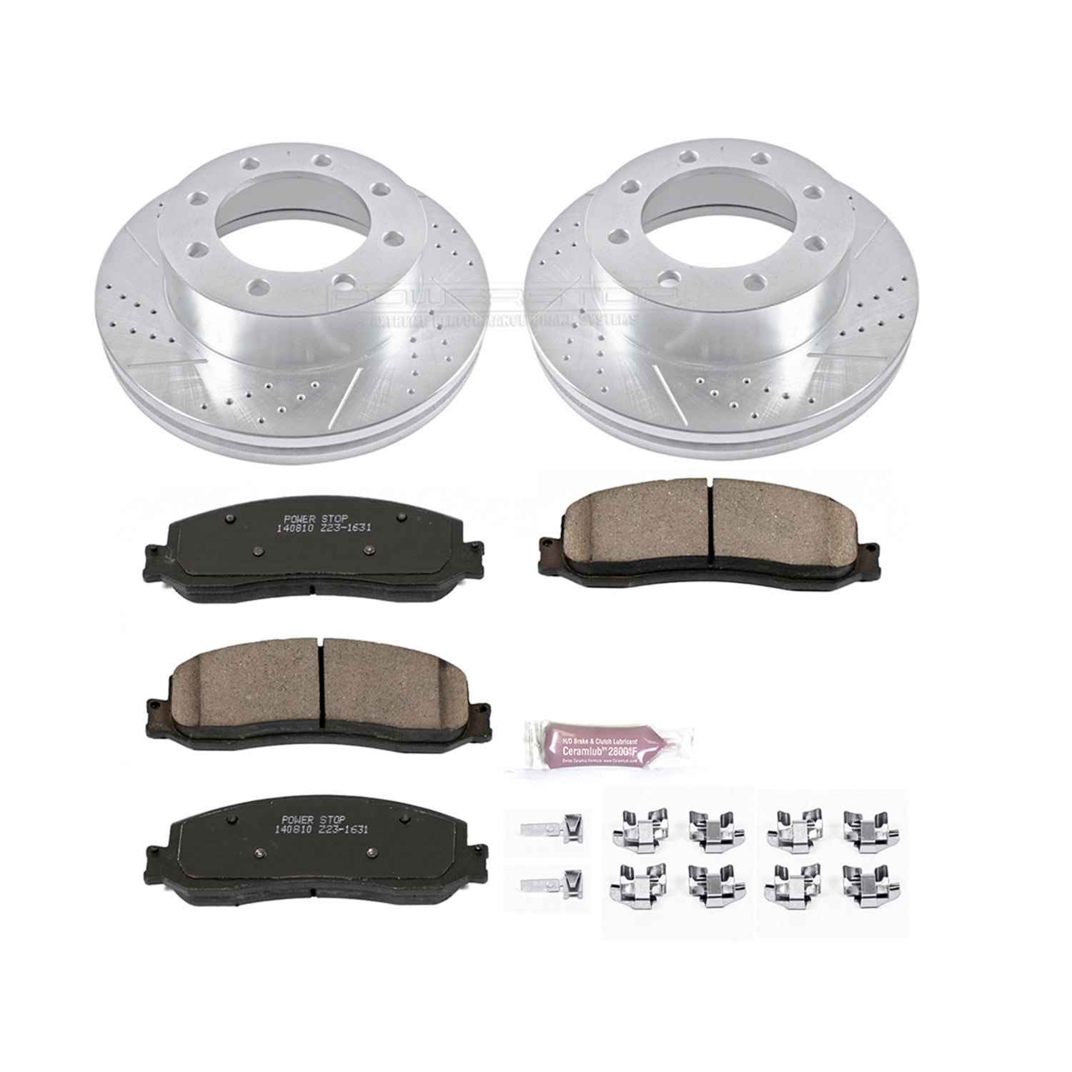 PowerStop Front Z23 Evolution Sport Carbon-Fiber Ceramic Brake Pad and Drilled & Slotted Rotor Kit Fits: FORD Select Models K6545