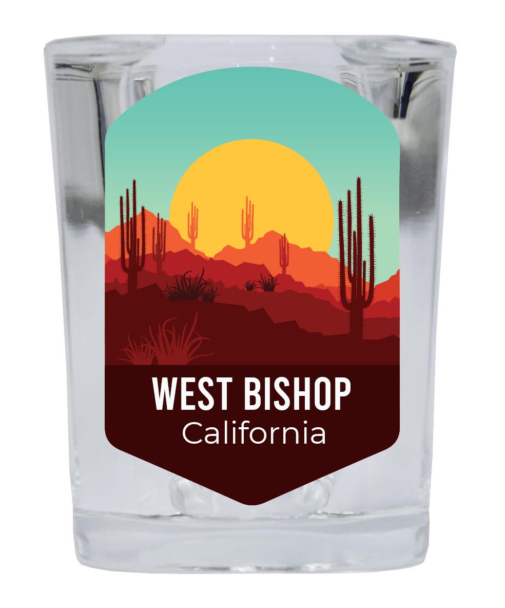 West California Souvenir 2 Ounce Square Shot Glass Desert Design