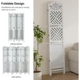 thumbnail image 4 of Room Divider with Shelves, 5.75ft Tall Folding Wood Carved Screen with Double Hinges for Home Office Bedroom Hotel Decoration (4 Panels, Pure White), 4 of 8