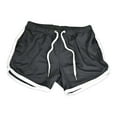 thumbnail image 2 of Men's Workout Shorts Fitness Summer Active Split Running Gym Home Running Drawstring Elastic Waist Black Shorts L, 2 of 3