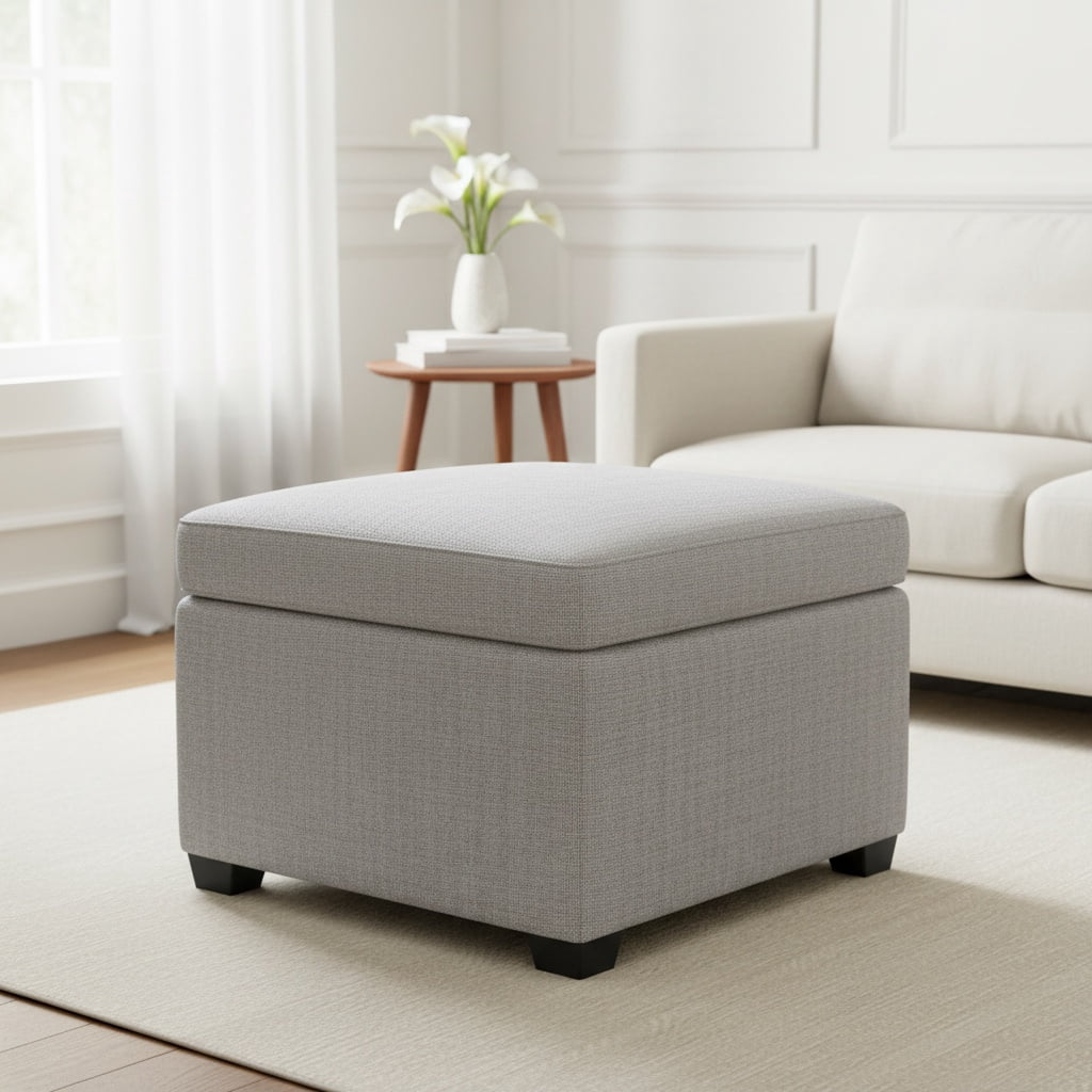 Sanford Living Jackson Square Storage Ottoman, Matisse, Silver