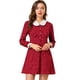 thumbnail image 1 of Vestido camisero vintage de manga larga con cuello Peter Pan y lunares para mujer borgoña M, 1 of 6