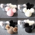 thumbnail image 2 of Automne Hiver Nouveau-Né Bébé Filles Garçons Bonnet Chaud Tricoté Boules Duveteuses Pompon Adorable Tuque, 2 of 5