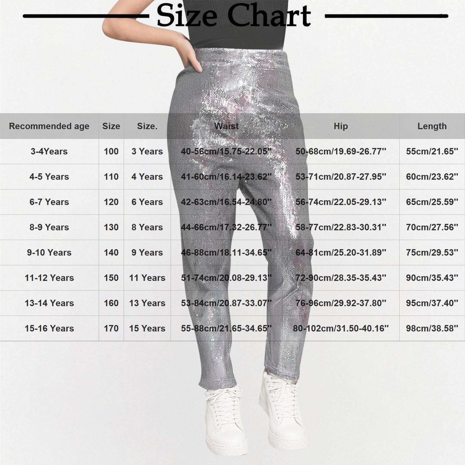 Legging à Paillettes Fines Garçon/fille - Stretch Ajusté Pour Danse Et Entraînement - Taille 128