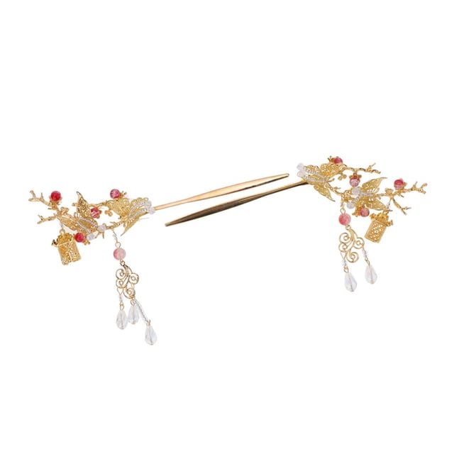 Paquete de 2 pinzas para El cabello perfecl Horquillas doradas con borlas de mariposa