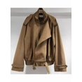 thumbnail image 5 of Suede Jacket for Women Fall Winter Cropped Y2k Oversized Faux Leather Blazer Jackets Light Brown S, 5 of 7