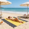 thumbnail image 6 of 4pcs Extra Large Outdoor Camping Checkered Beach Mat, Waterproof Sandproof Foldable Picnic Blanket with Convenient Storage Pockets, Portable Mat for Travel Park Beach Backyard Camping, Yellow, 6 of 6