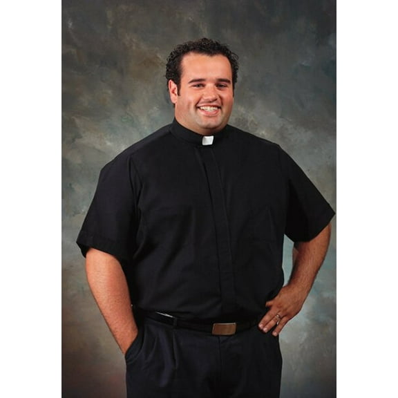 CBCS 221BLK19- Mens Roomey Toomey Big & Tall Tab Collar Short Sleeve Shirt, Black - Size 19