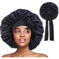 thumbnail image 3 of Satin Bonnet Silk Bonnet Hair Bonnet (burgundy + sky blue + dark green) Jumbo Size for Sleepi, 3 of 5
