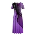 thumbnail image 3 of Dorkasm Plus Size Formal Dresses for Curvy Women 3/4 Sleeve A-Line Flowy Printing Maxi Dress Pockets Purple 5XL, 3 of 4
