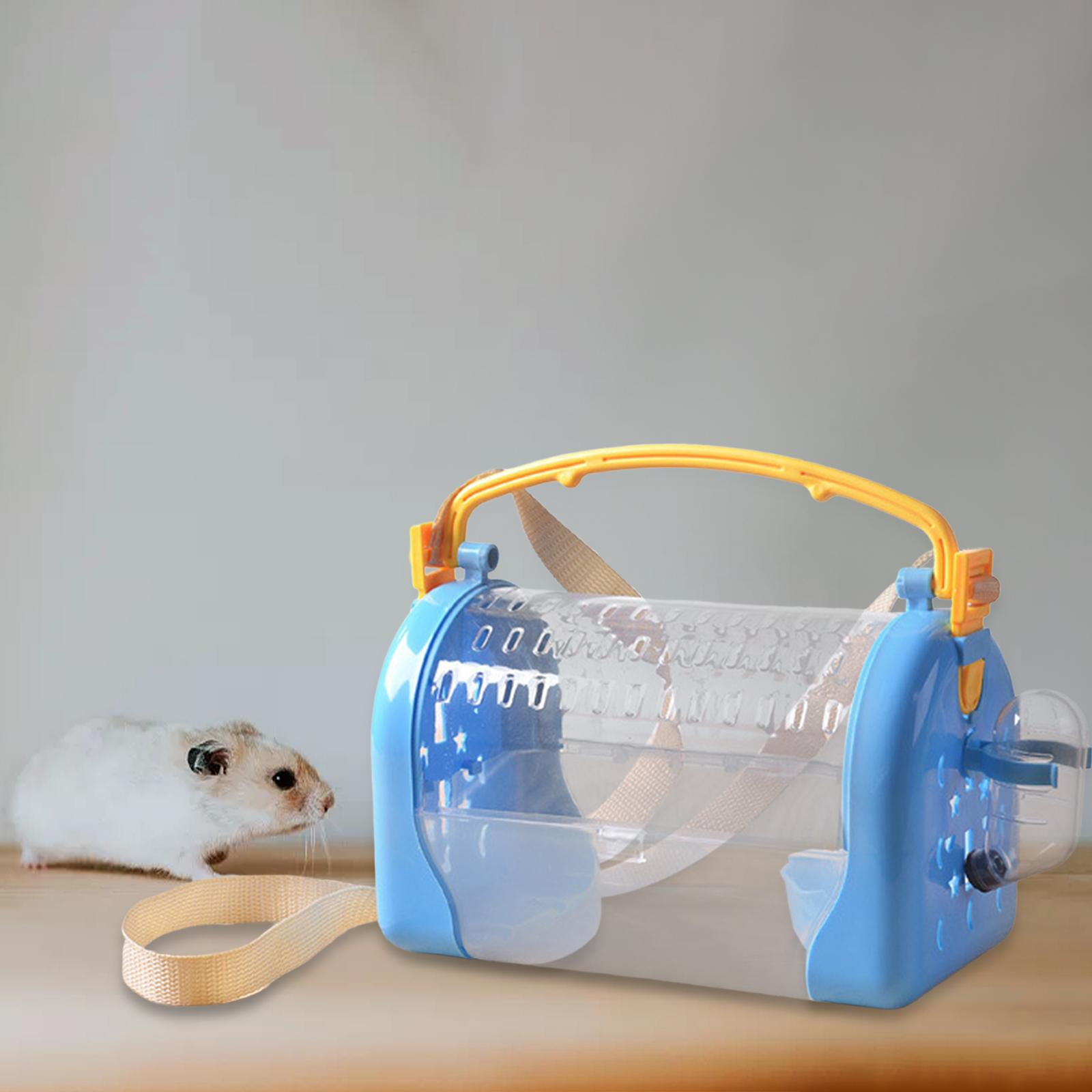 Hamster Carrier Cage Guinea Pig Travel Transport Dwarf Hamster Portable with Water Bottle Food Bowl for Chinchilla Gerbil Hedgehog Outdoor Blue