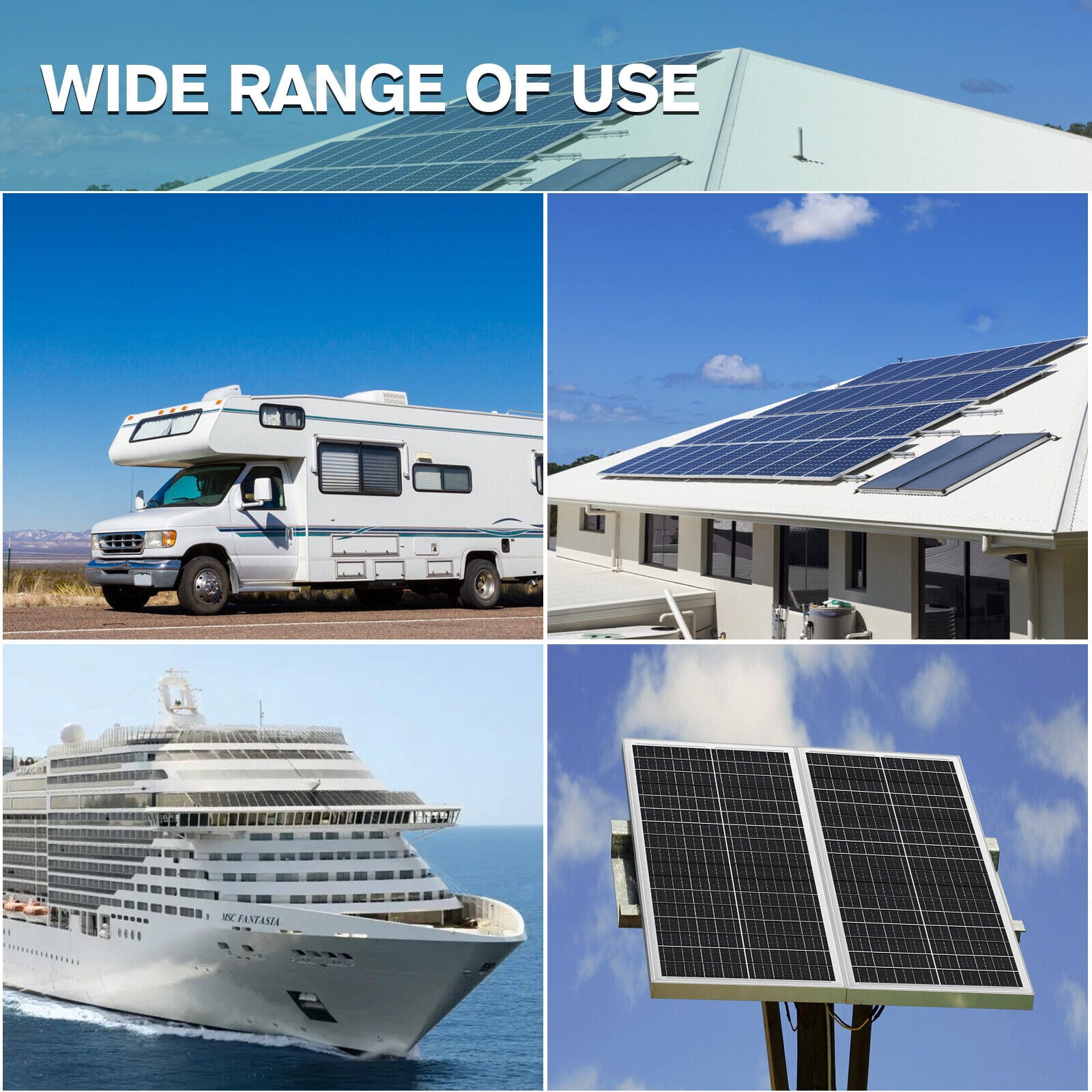 RVPOZWER 100W Solar Panel 12V Portable Monocrystalline Module Solar Panels for Home Shed RV