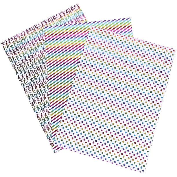 KAKOWELY 3 rollos de papel de regalo de colores para regalo de cumpleaños, caja de papel de regalo