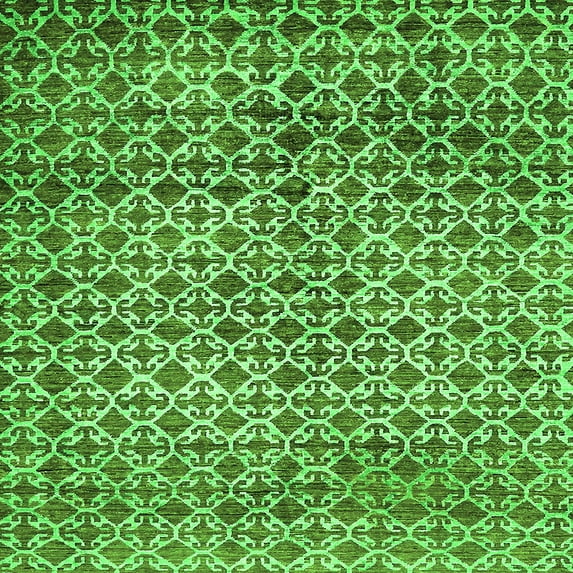 Ahgly Company Indoor Square Abstract Green Modern Area Rugs, 7' Square