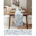 thumbnail image 6 of Light Blue Flowers Burlap Cotton Table Runner 13x70 Inches Long, Spring Summer Floral Birds Farmhouse Table Runners, Outdoor Dining Tablecloths Decor for Baby Shower/Party/Wedding, 6 of 6