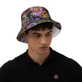 thumbnail image 5 of Yiaed Vintage Floral Print Reflective Stripe Bucket Hat Unisex Funny Outdoor Fisherman Cap Beach Sun Hat, 5 of 5