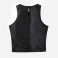 thumbnail image 5 of LBECLEY Asymmetrical Tops for Women Women Strappy Leather Tanks Top Ladies Leather Vest Slim Solid Color Shirt Top Casual Top Compress Top for Women Black Xl, 5 of 9