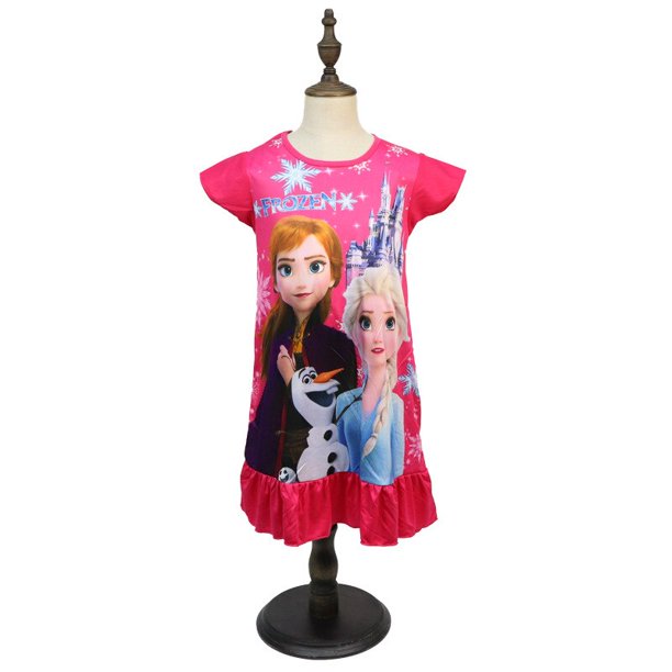 Frozen Elsa Princesa Camisón Vestido para niños Niñas Ropa de dormir Manga corta Verano Niños Ropa Homewear Pijamas para niñas M 120 cm zhangmengya CONDUJO