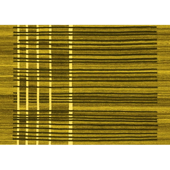 Ahgly Company Machine Washable Indoor Rectangle Abstract Yellow Modern Area Rugs, 6' x 9'
