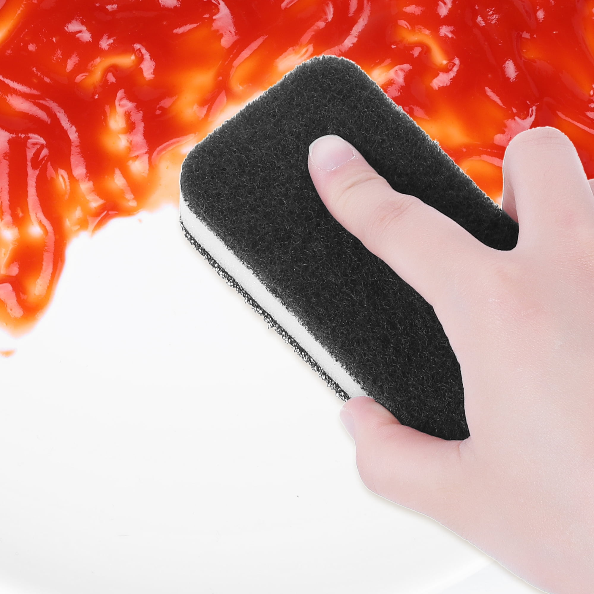 Unique Bargains Sponges Kitchen 25 Pcs Non-Scratch Scrub Dish Sponges Black