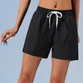 thumbnail image 5 of SYMOID Womens High Waisted Athletic Shorts with Pockets - Quick Dry Nylon Spandex Lounge & Workout Shorts with Drawstring, Black,Size L, 5 of 7