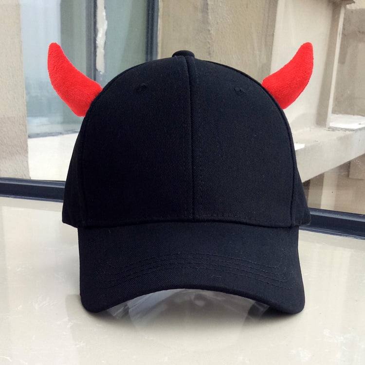 Sport Hat Men Women Hip hop Hat Black Cotton Punk Horn Baseball Cap Snapback Cap With Horns Walmart
