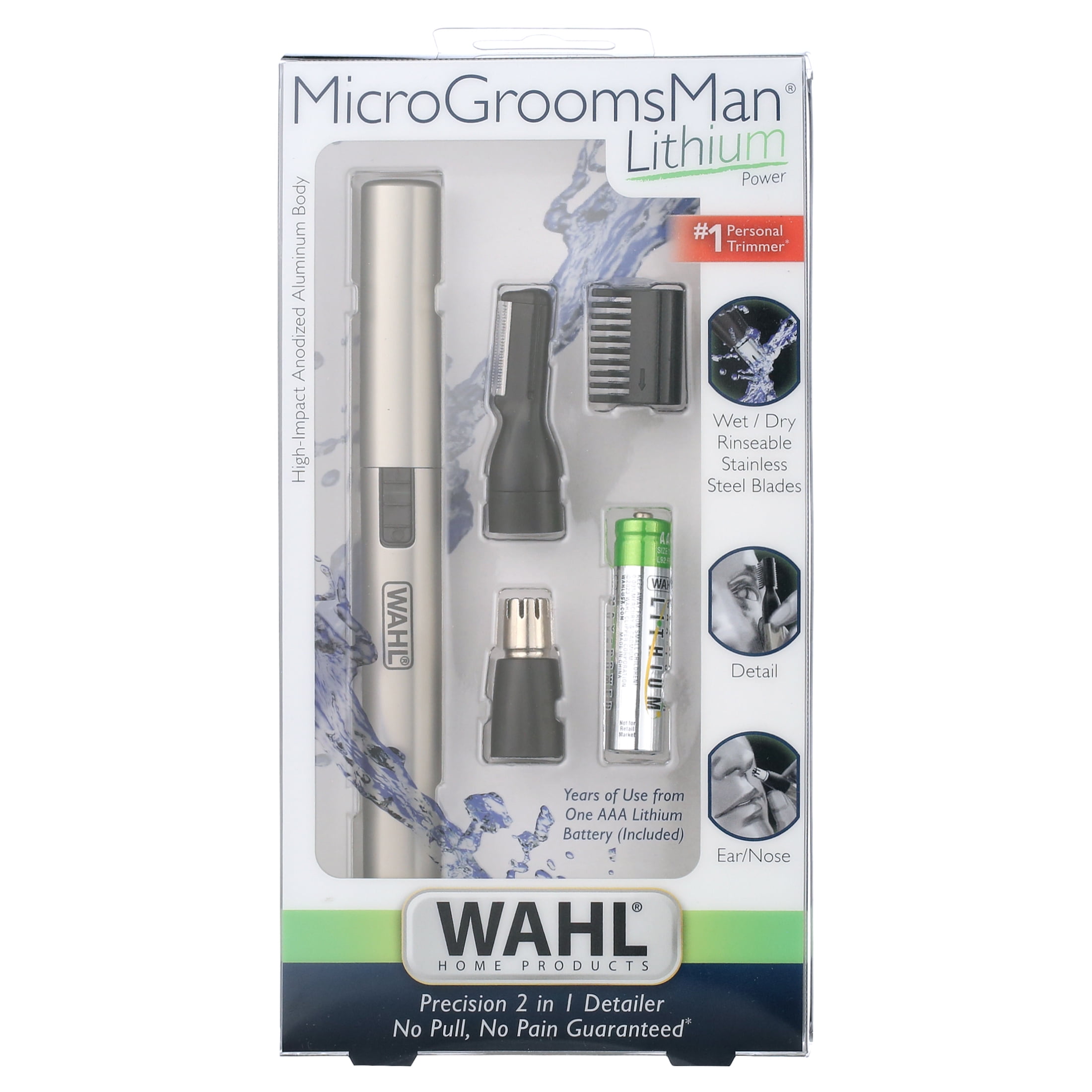 Wahl Micro Groomsman Lithium Battery Face & Body Detail Hair Trimmer for Men 5640-1101
