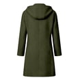 thumbnail image 5 of Sorvello Women's Hooded Single Breasted Long Wool Coat Casual Warm Winter Outerwear for Women Fall Jacket with Pockets Button Front Army Green L, 5 of 7
