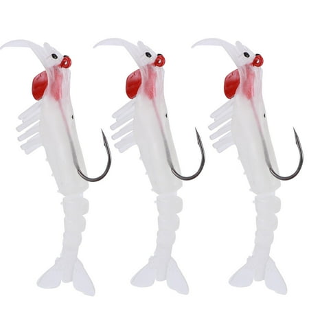 3PCS Silicone MultiSection Shrimp Bait Coating Soft Lifelike Lure Fishing Tackle(Luminous )