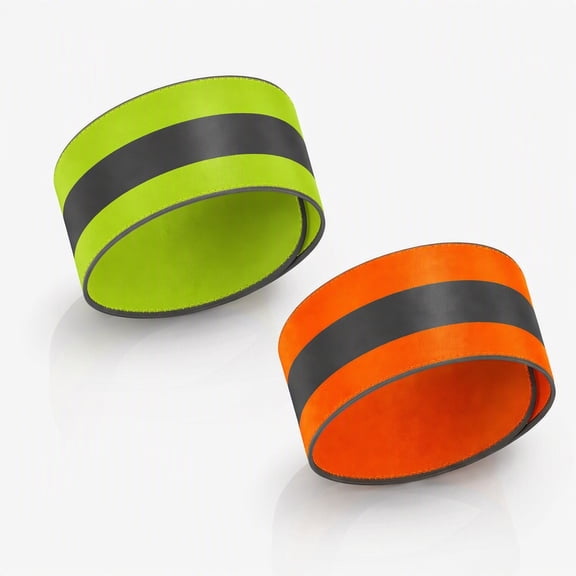 YEMNPIOS 2 Pcs Reflective Dog Collar High Visibility Adjustable Pet Collars Quick Release Fastener for Small Medium Large Dog Orange Fluorescent Green Stripe