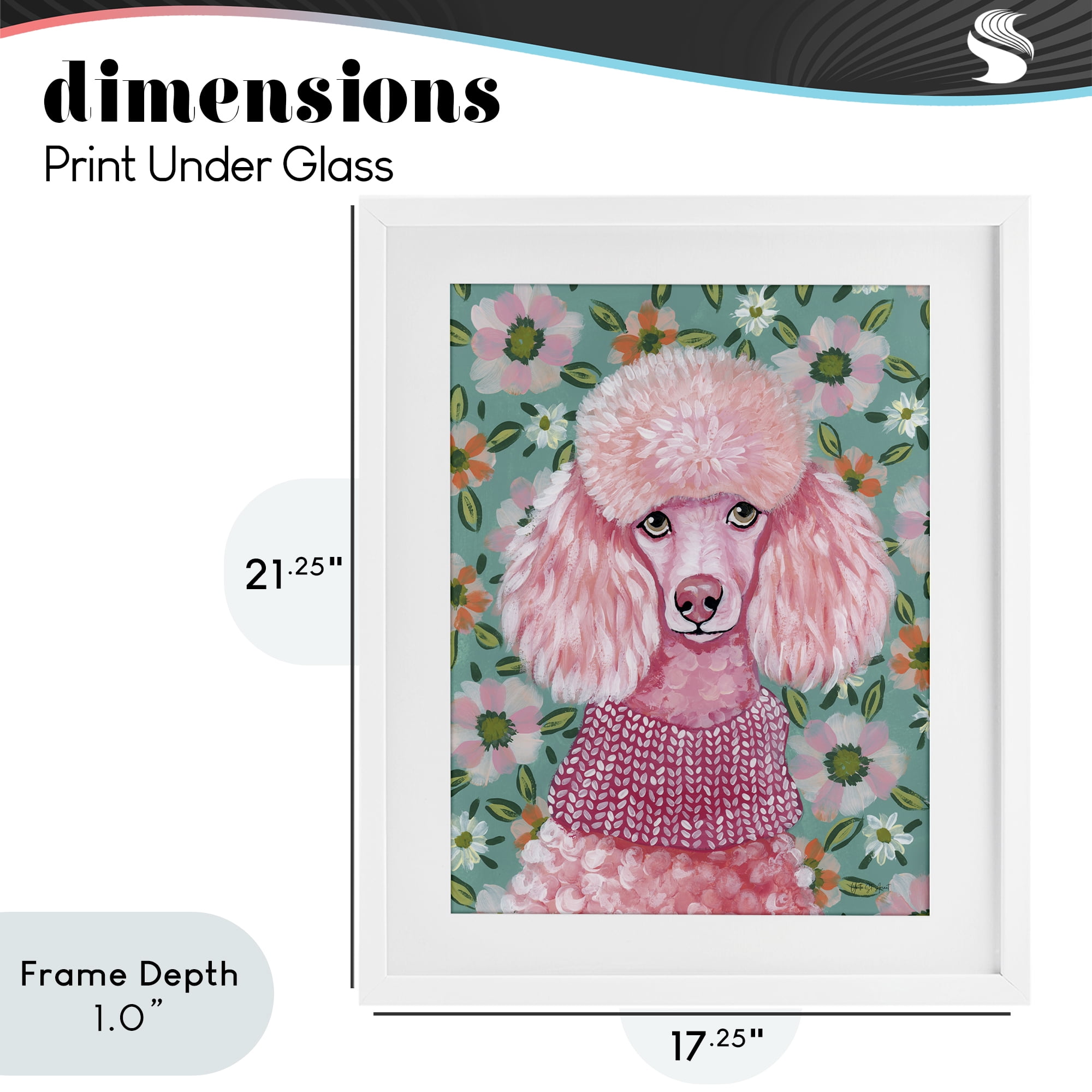 Stupell Industries Floral Poodle In Pink White Framed Print Under Glass, design by Yvette St. Amant
