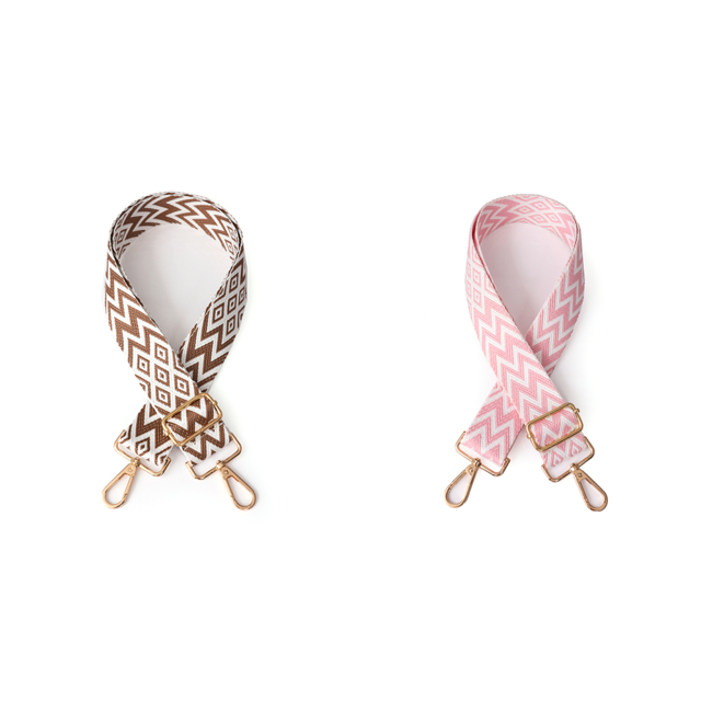 Correa Cruzada Nailon Suave para Mujer Correa Ancha para Bolso Correa para Bolso Cadena (marrón + Blanco)
