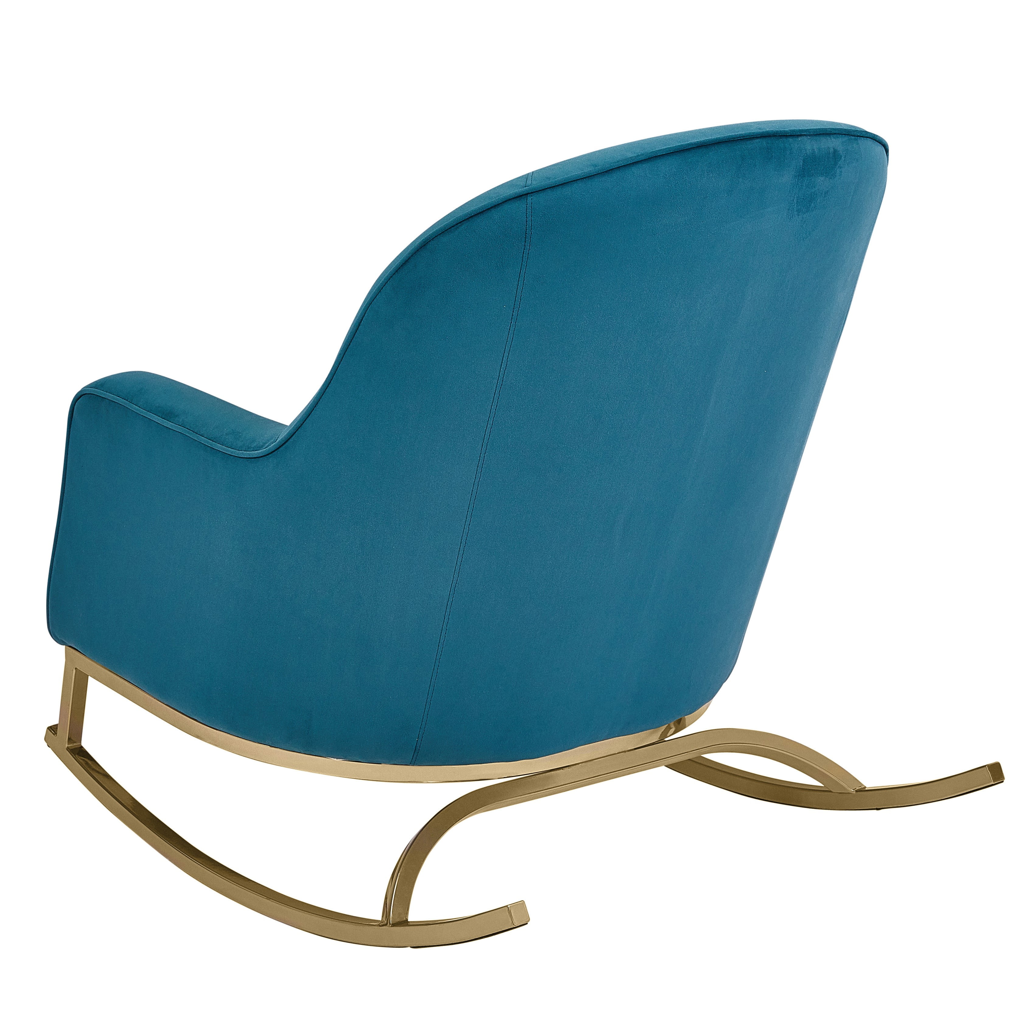 MoDRN Glam Velvet Rocking Chair with Lumbar Pillow Teal Satin