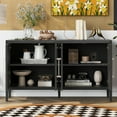 thumbnail image 3 of Harper & Bright Designs 4 Door Buffet Cabinet Sideboard with Adjustable Shelves, Wood Retro Accent Cabinet with Large Storage Space for Entryway and Living Room, Black, 3 of 16