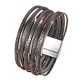 thumbnail image 4 of Pulsera rígida para mujer de cuero sintético PU, duradera, versátil, fácil de usar, multicapa. Café, 4 of 9