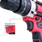 21V Power Drill Cordless Drill, Hammer Drill Cordless with 27 Pcs Accessories, 25+1 Variable Speed Trigger 3/8 Keyless Chuck 1200mAh Lithium-Ion Battery & Toolboxes, Drill Kit for Home
