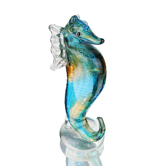 Figura artística coleccionable de animales soplados en vidrio soplado QfKris Seahorse
